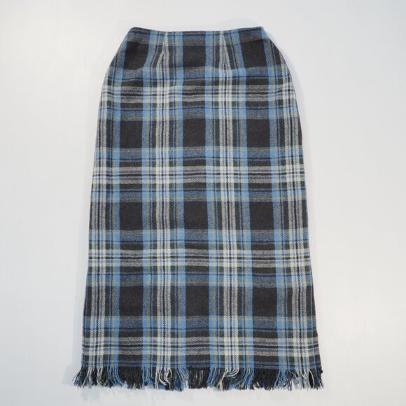 Vintage J London Blue Plaid Maxi Skirt - Picture 11 of 11
